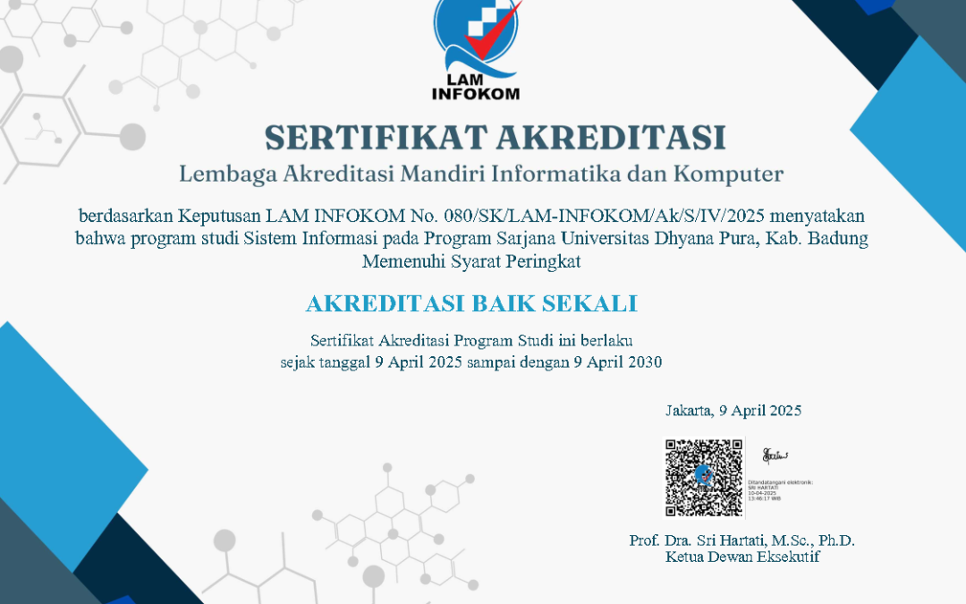 Prodi Sistem Informasi Universitas Dhyana Pura Raih Peringkat Akreditasi “Baik Sekali” dari LAM INFOKOM